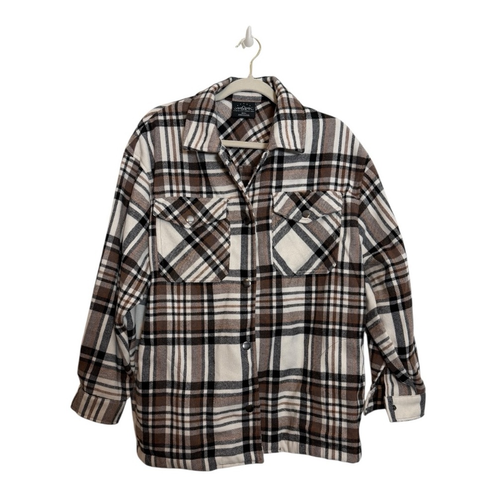 Plaid Button-Up Shirt Jacket from HFX sz S
